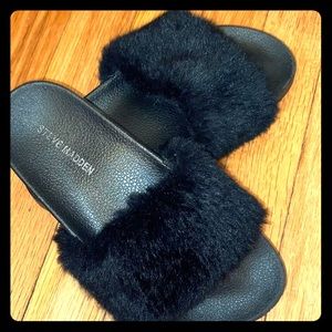 Steve Madden furry cute slides
